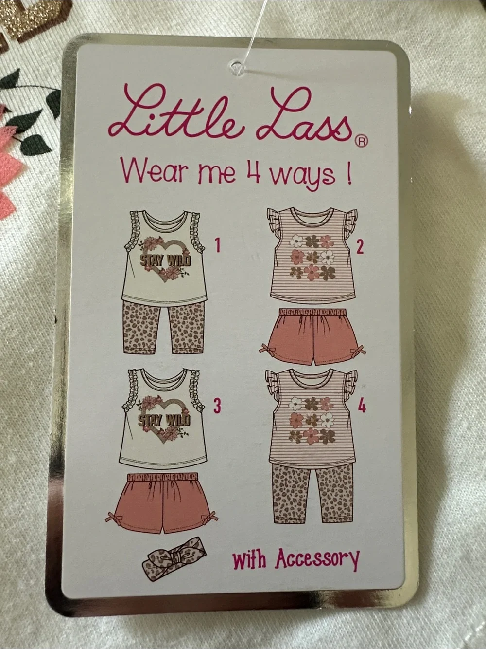 18M Little Lass White & Coral 'Stay Wild' Leopard Accent Outfit - Picture 3 of 3
